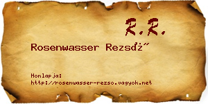 Rosenwasser Rezső névjegykártya